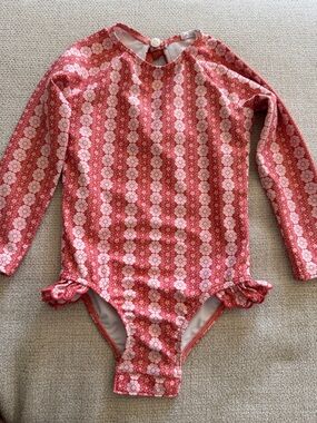 minnow Swim Girls Regatta Red Paisley Rashguard One-Piece